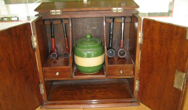 Antique English Tiger Oak Pipe Cabinet for Dunhill or other Pipes 101 years old